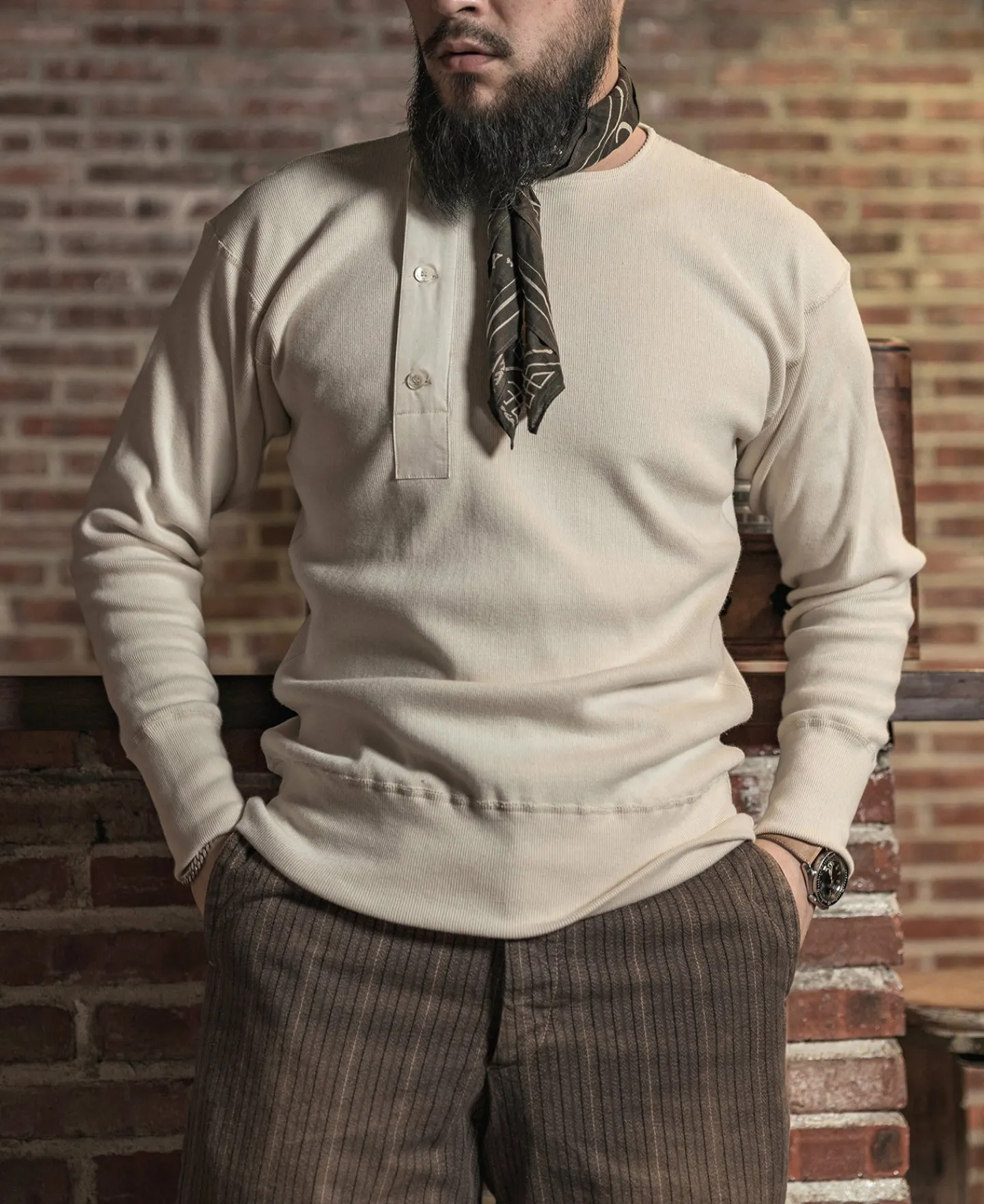 Bronson Mfg 14 oz Side Closing Henley Shirt -> Long Sleeve T-Shirts|Henleys