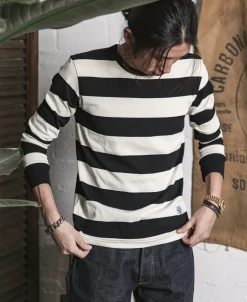 Bronson Mfg 9 oz Wide Striped Long Sleeve T-Shirt><noscript><img width=