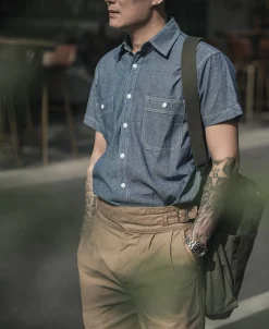 Bronson Mfg Chambray Short Sleeve Work Shirt><noscript><img width=