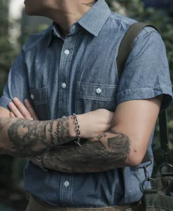 Bronson Mfg Chambray Short Sleeve Work Shirt><noscript><img width=