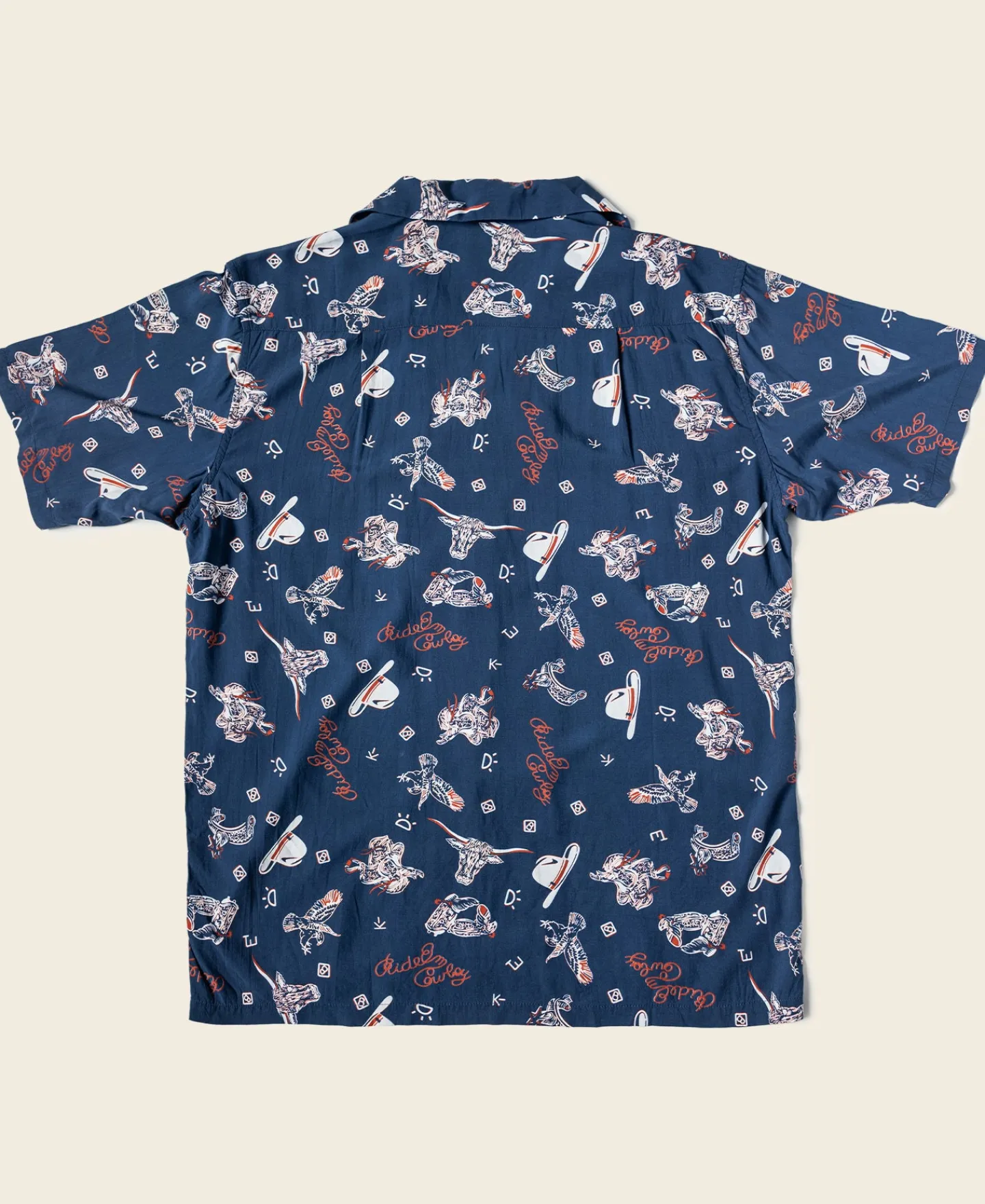 Bronson Mfg Cowboy Symbols Pattern Cuban Collar Shirt -> Short Sleeve Shirts