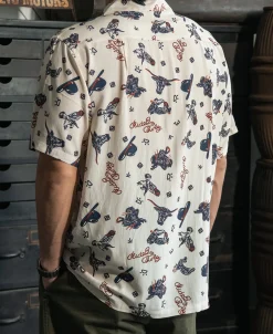Bronson Mfg Cowboy Symbols Pattern Cuban Collar Shirt -><noscript><img width=