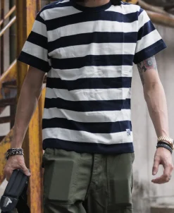 Bronson Mfg Heavyweight Cotton Wide Striped T-Shirt -><noscript><img width=