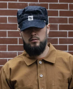 Bronson Mfg Denim Railroad Engineer Cap><noscript><img width=