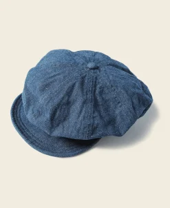 Bronson Mfg Indigo Linen and Cotton-Blend Newsboy Cap> Hats & Caps