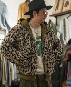 Bronson Mfg Leopard Print Reversible Deck Jacket -><noscript><img width=