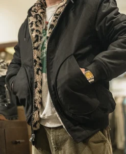 Bronson Mfg Leopard Print Reversible Deck Jacket -><noscript><img width=