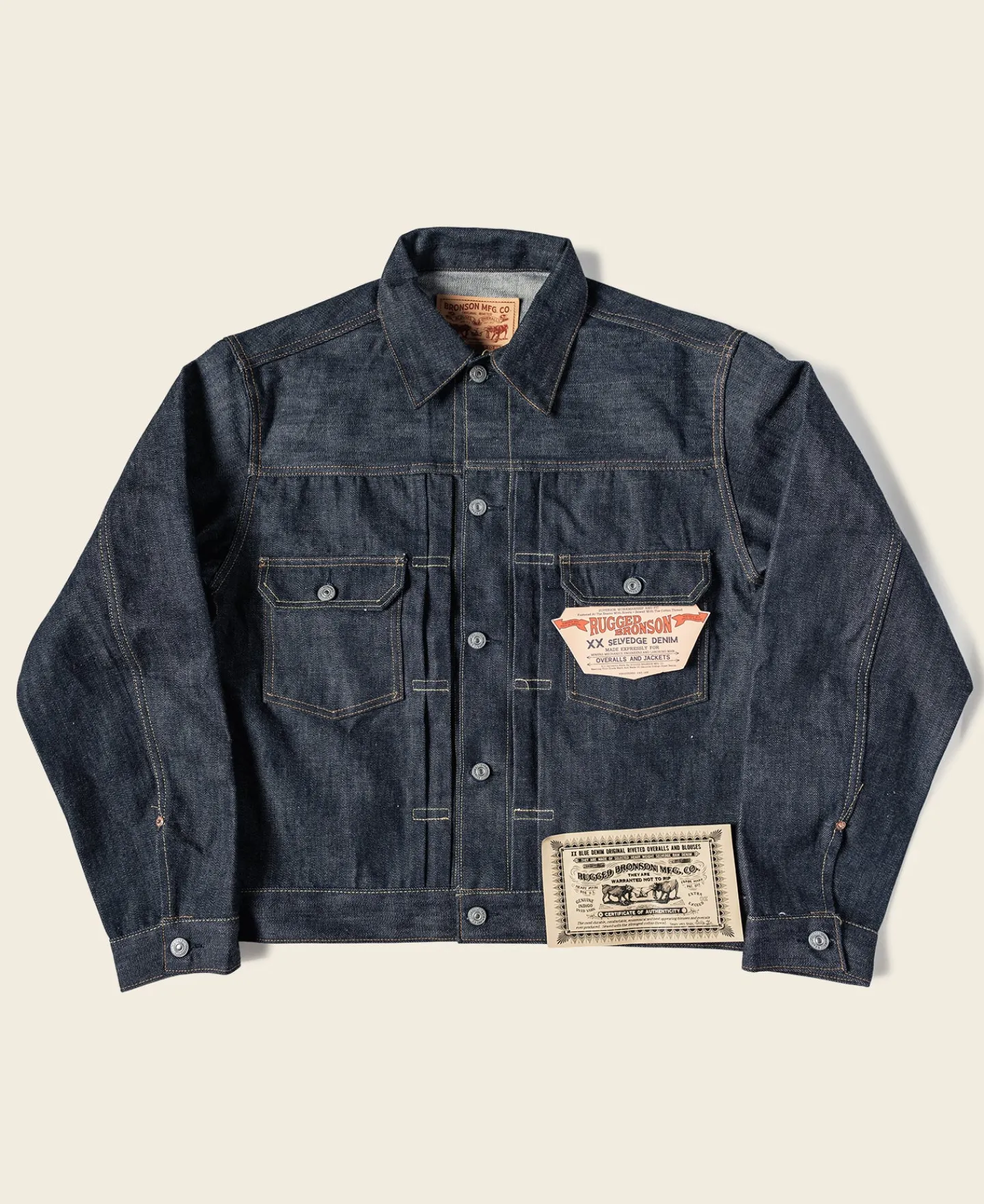 Bronson Mfg Lot 52807XX 1952 Model Type 2 Selvedge Denim Jacket> Denim Jackets|Jackets & Coats