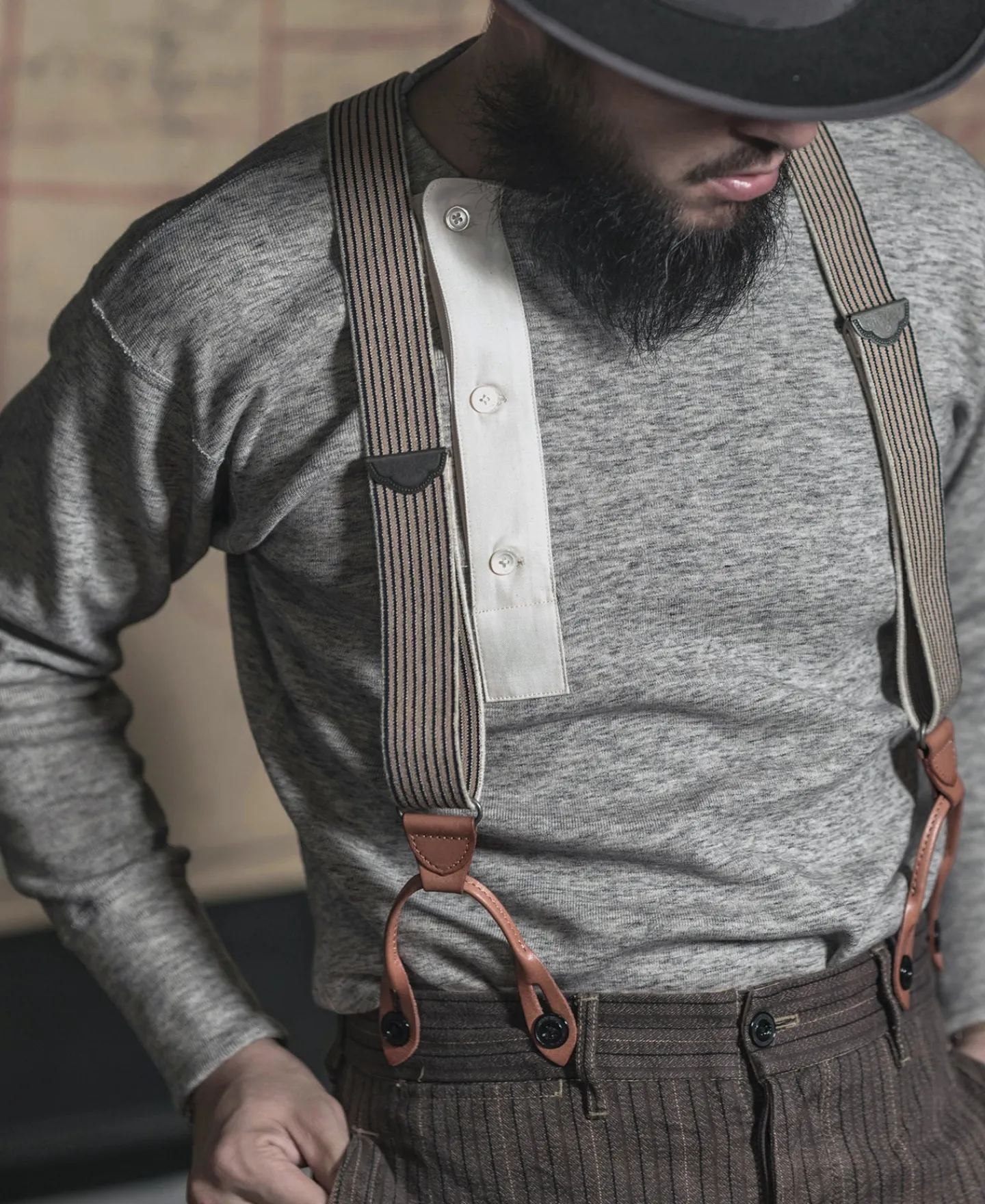 Bronson Mfg Old-Time Y-Back Leather Button Suspenders -> Others