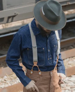 Bronson Mfg Old-Time Y-Back Leather Button Suspenders -><noscript><img width=