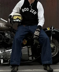 Bronson Mfg Quarter-Zip Rider Printed Long Sleeve T-Shirt - White><noscript><img width=