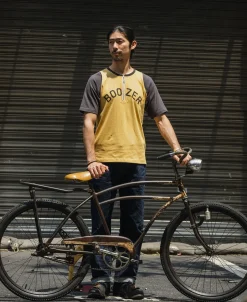Bronson Mfg Quarter-Zip Rider Printed Raglan Sleeve T-Shirt - Yellow><noscript><img width=