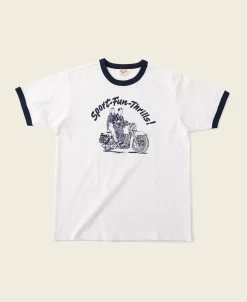 Bronson Mfg Retro Motorcycle Rider Printed T-Shirt -> Short Sleeve T-Shirts|Graphic T-Shirts