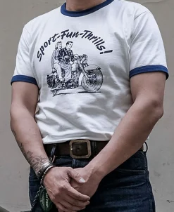 Bronson Mfg Retro Motorcycle Rider Printed T-Shirt -><noscript><img width=