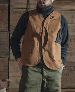 Bronson Mfg 1930s Heavyweight Canvas Game Pocket Hunting Vest -><noscript><img width=