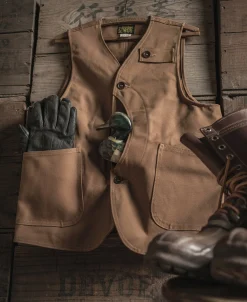 Bronson Mfg 1930s Heavyweight Canvas Game Pocket Hunting Vest -><noscript><img width=