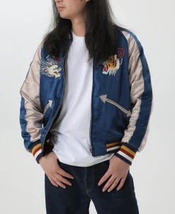 Bronson Mfg 1950s Reversible Acetate Souvenir Jacket - Dragon Tiger Falcon><noscript><img width=