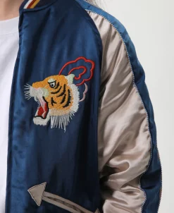 Bronson Mfg 1950s Reversible Acetate Souvenir Jacket - Dragon Tiger Falcon><noscript><img width=