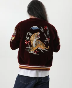 Bronson Mfg 1950s Reversible Acetate Souvenir Jacket - Dragon Tiger Falcon><noscript><img width=