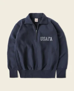 Bronson Mfg 1950s USAFA Reverse Weave Half-Zip Sweatshirt -> Sweatshirts & Hoodies