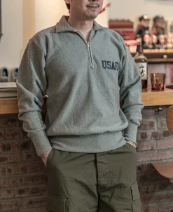 Bronson Mfg 1950s USAFA Reverse Weave Half-Zip Sweatshirt -><noscript><img width=