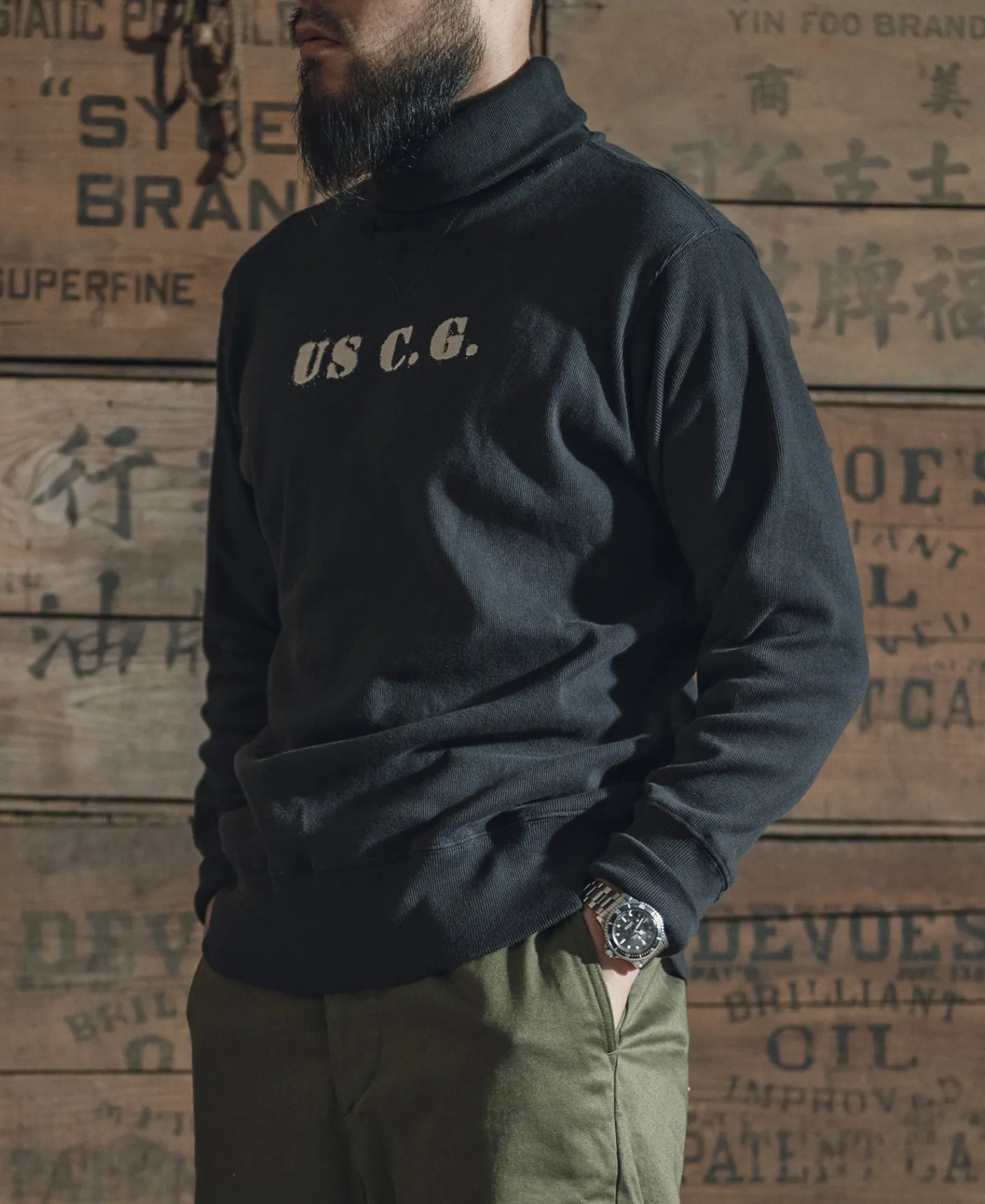 Bronson Mfg 1930s USCG Turtleneck Thermal -> Long Sleeve T-Shirts|Underwear