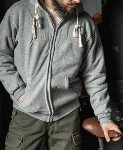 Bronson Mfg 1950s Wind Shield Full-Zip Thermal Hoodie -><noscript><img width=