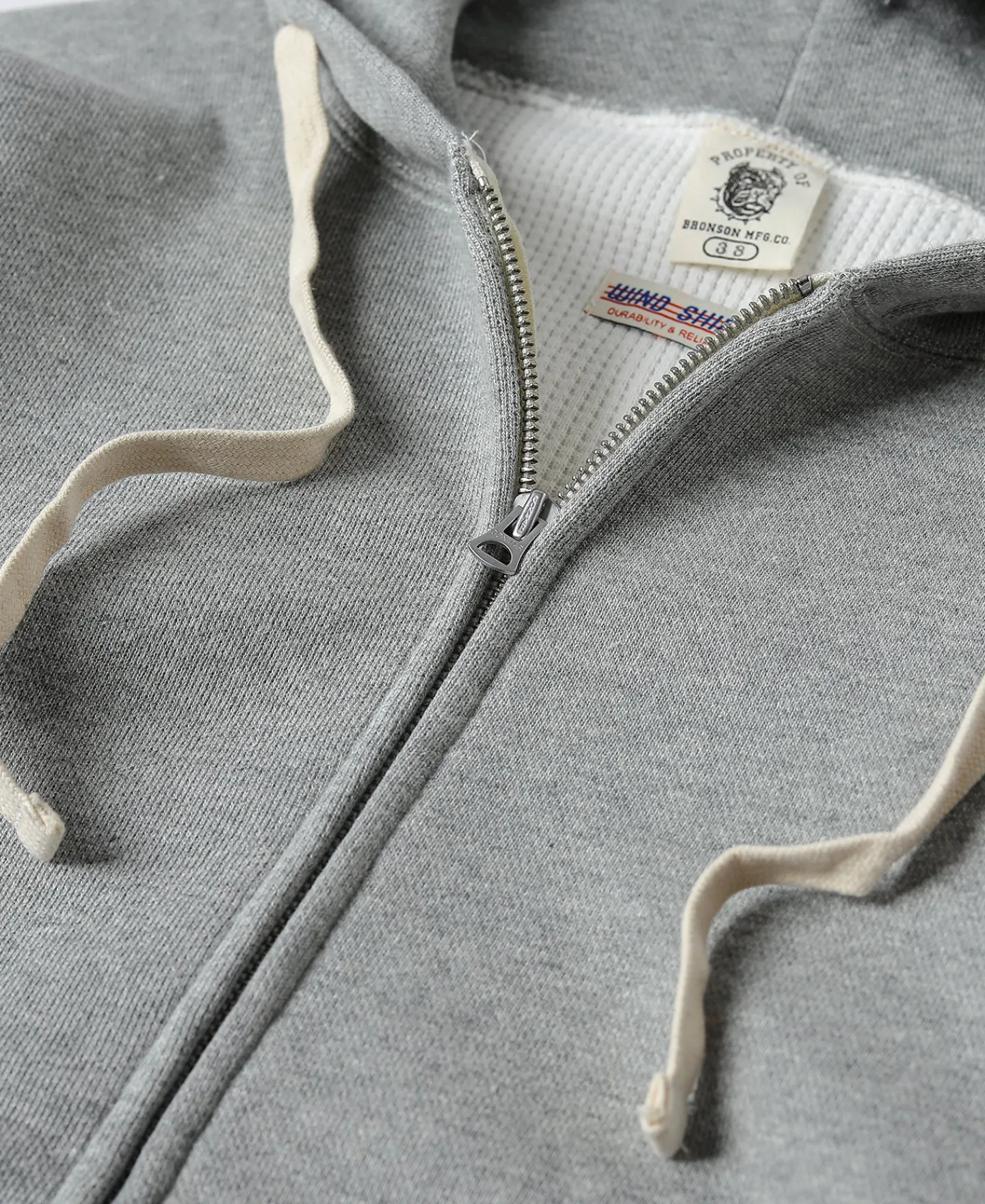 Bronson Mfg 1950s Wind Shield Full-Zip Thermal Hoodie -> Sweatshirts & Hoodies|Jackets & Coats