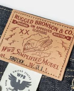Bronson Mfg S801XX 1943 War Simplified Model Selvedge Denim Jeans><noscript><img data-lazyloaded=