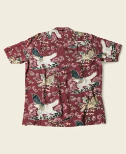 Bronson Mfg Ukiyo-e Tiger & Crane Pattern Aloha Shirt -> Short Sleeve Shirts|Hawaiian Shirts