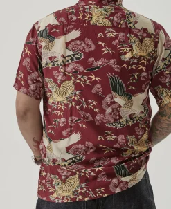 Bronson Mfg Ukiyo-e Tiger & Crane Pattern Aloha Shirt -><noscript><img width=