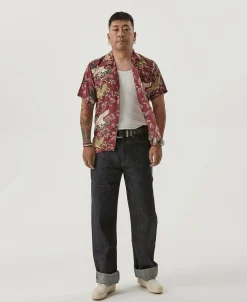 Bronson Mfg Ukiyo-e Tiger & Crane Pattern Aloha Shirt -><noscript><img width=