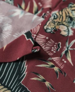 Bronson Mfg Ukiyo-e Tiger & Crane Pattern Aloha Shirt -><noscript><img width=