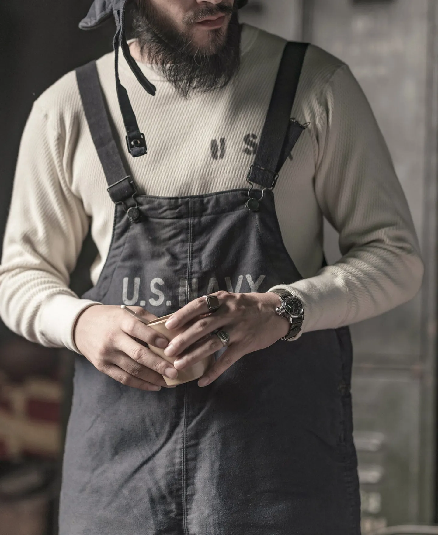 Bronson Mfg US Naval Raschel Knitting Waffle Thermal Shirt> Long Sleeve T-Shirts|Underwear