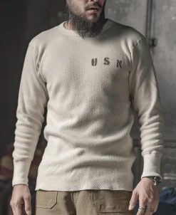 Bronson Mfg US Naval Raschel Knitting Waffle Thermal Shirt><noscript><img width=