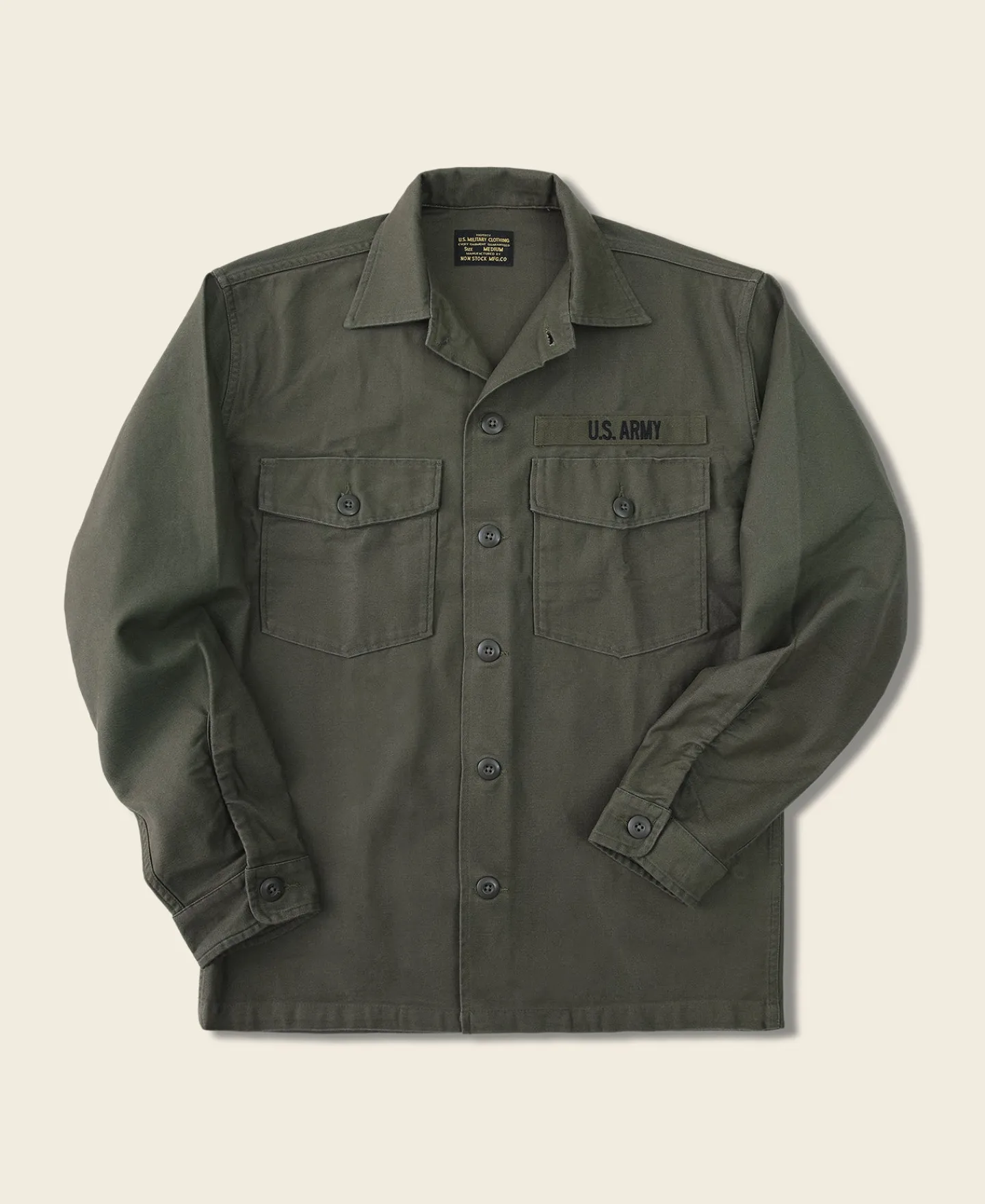 Bronson Mfg Vietnam War US Army OG-107 Fatigue Utility Shirt - Plain> Long Sleeve Shirts