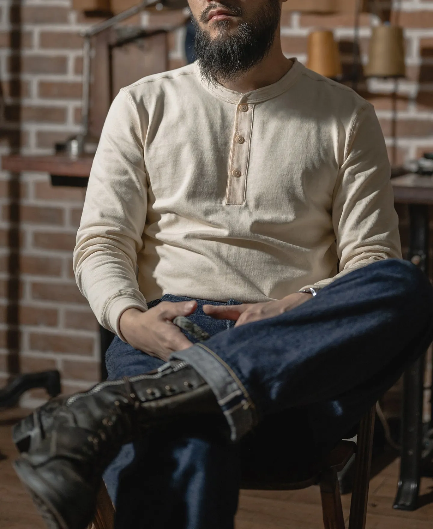 Bronson Mfg Vintage Long Sleeve Henley Shirt -> Long Sleeve T-Shirts|Henleys