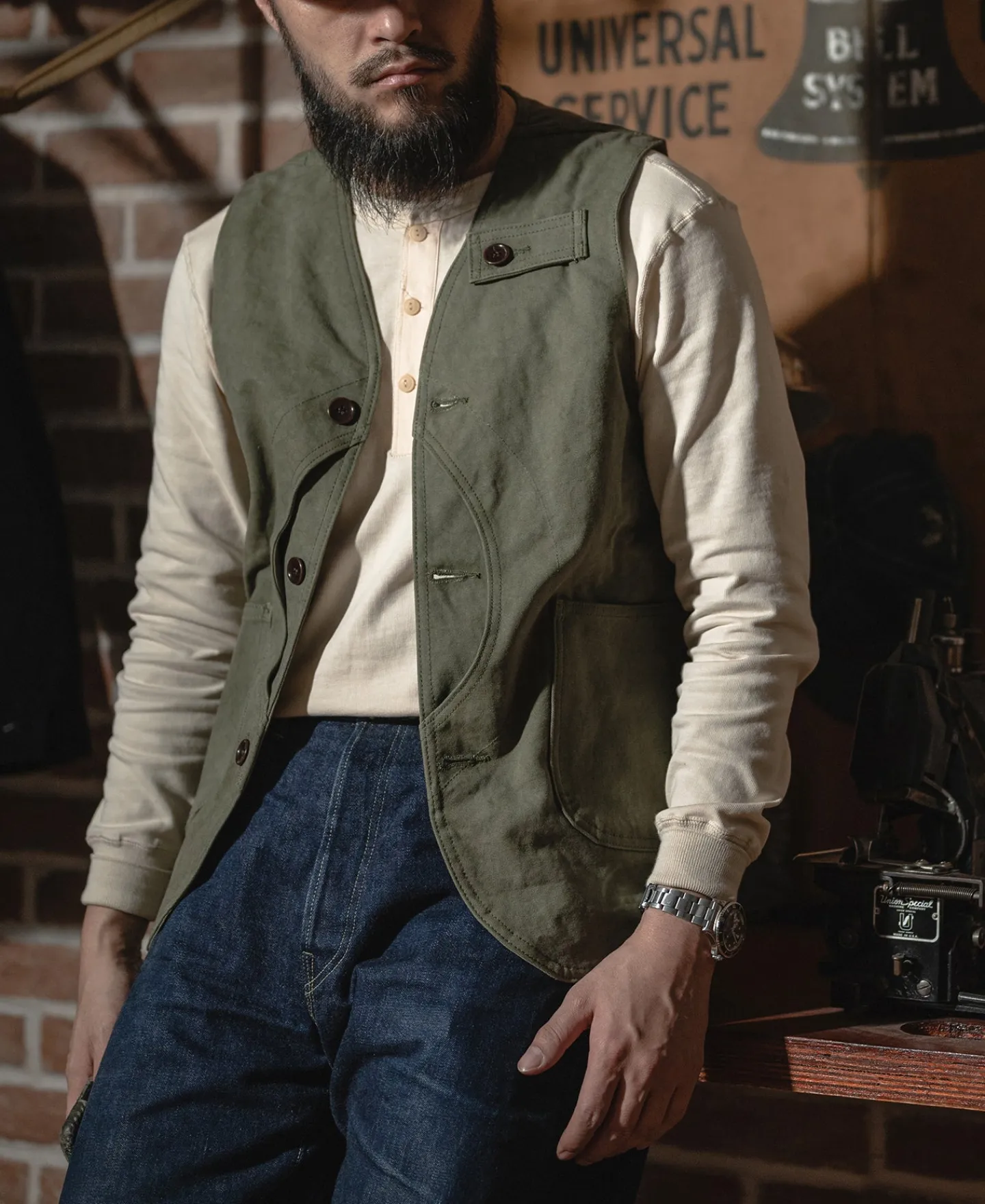 Bronson Mfg Vintage Long Sleeve Henley Shirt -> Long Sleeve T-Shirts|Henleys