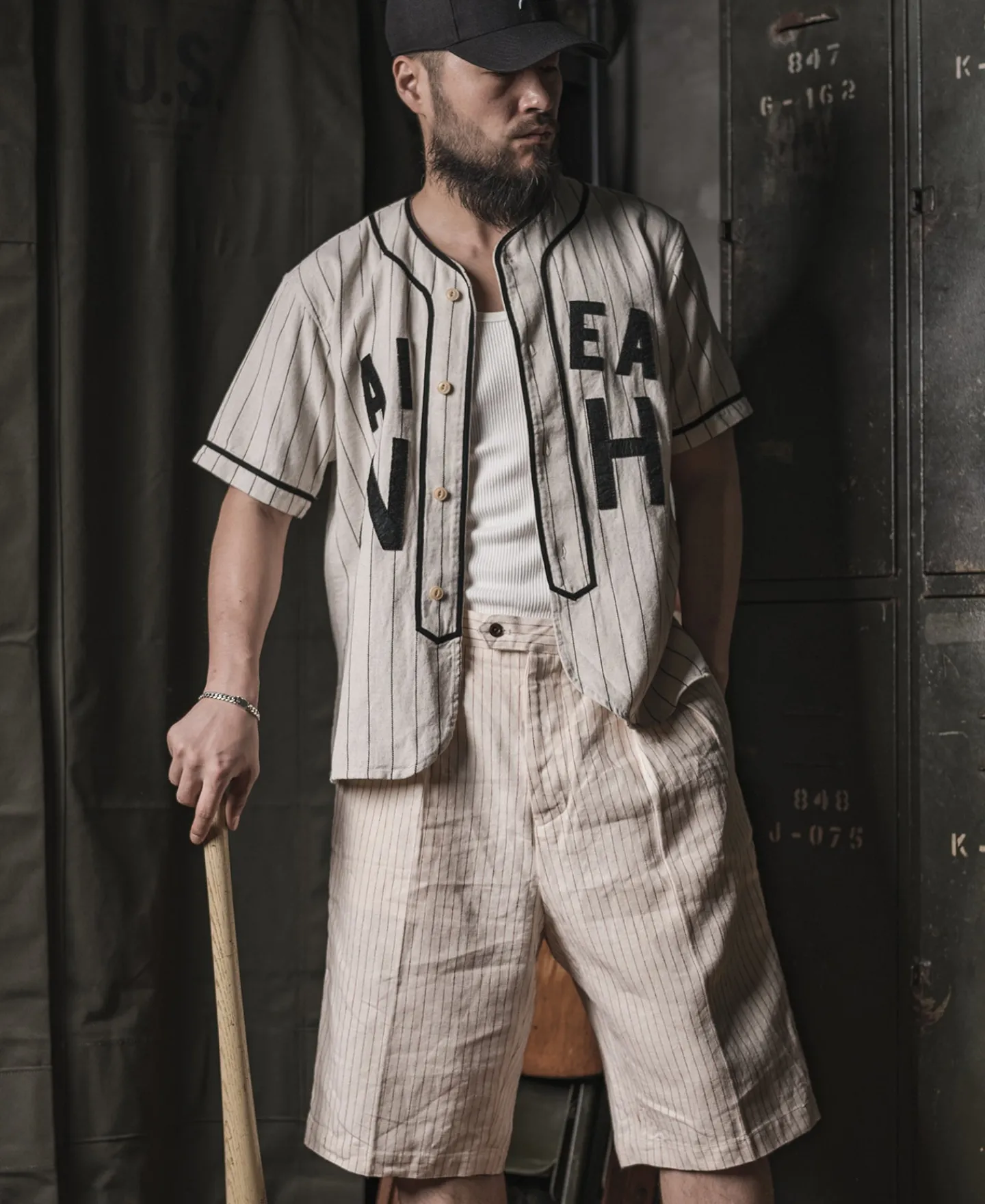 Bronson Mfg WWII Military Baseball Shirt - AIEA NH> Short Sleeve Shirts
